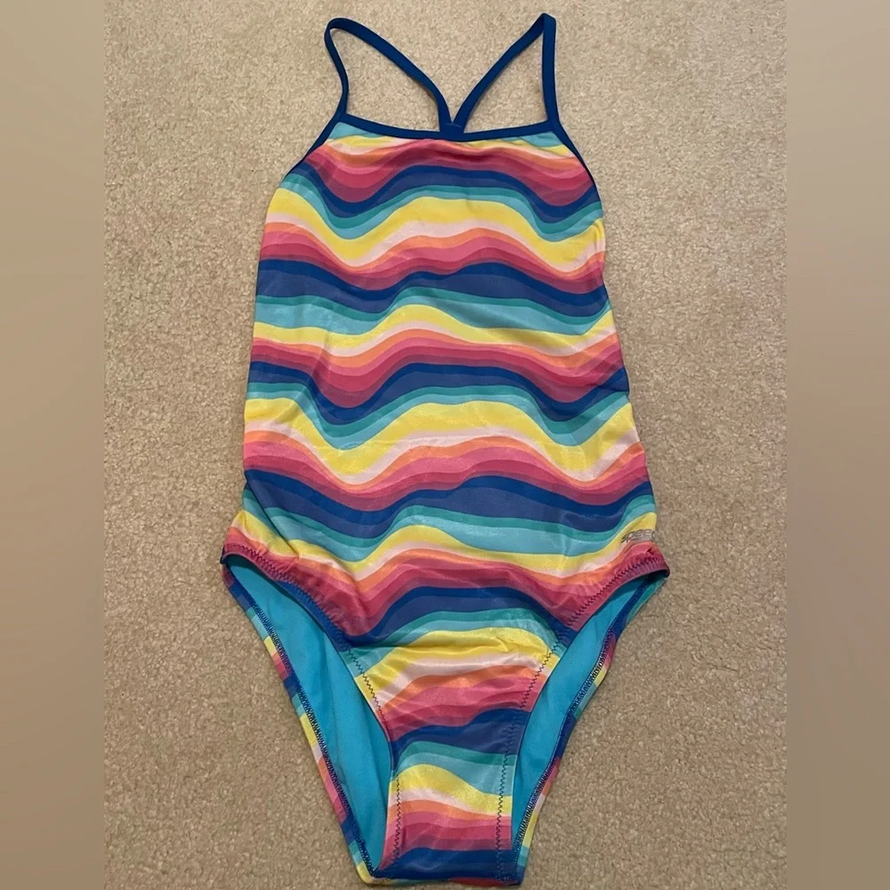 Speedo Women’s Multicolor Wavy Stripe One-Piece Swimsuit